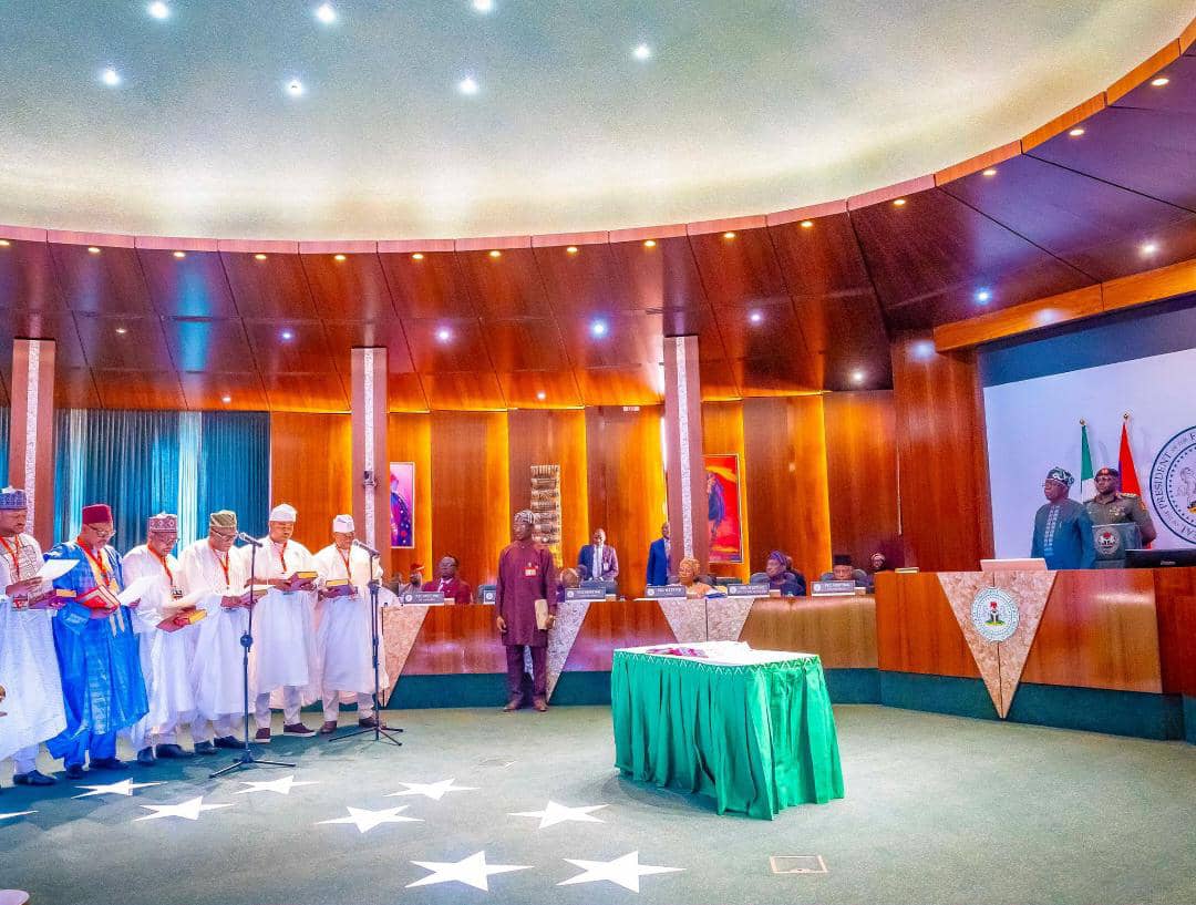 TINUBU SWEARS IN RMAFC, FCC COMMISSIONERS, AND PERMANENT SECRETARIES