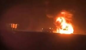 A bus carrying Umrah pilgrims caught fire after hitting a diesel tanker on the Makkah-Medina route.